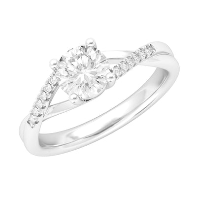 Engagement Rings Silver Twisted Split Shank 1CT Moissanite Promise Rings