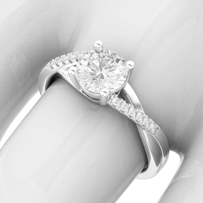 Engagement Rings Silver Twisted Split Shank 1CT Moissanite Promise Rings