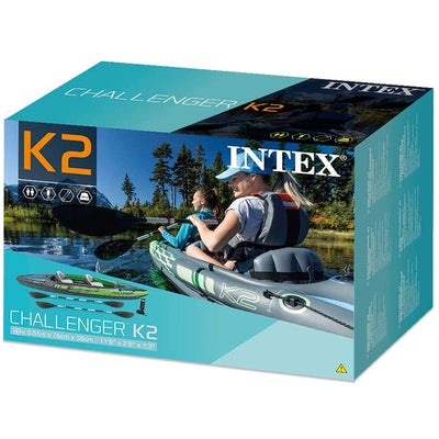 Intex Challenger Kayak Series, Inflatable Kayak Set with Aluminum Oars and High Output Manual Hand Pump