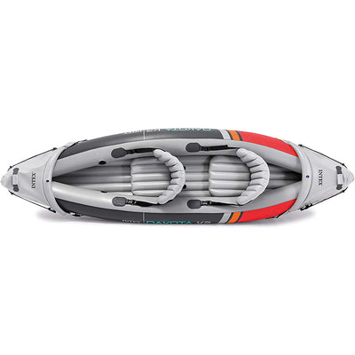 Intex Dakota K2 2-Person Heavy-Duty Vinyl Inflatable Kayak with 86-Inch Oars and Air Pump, Gray & Red