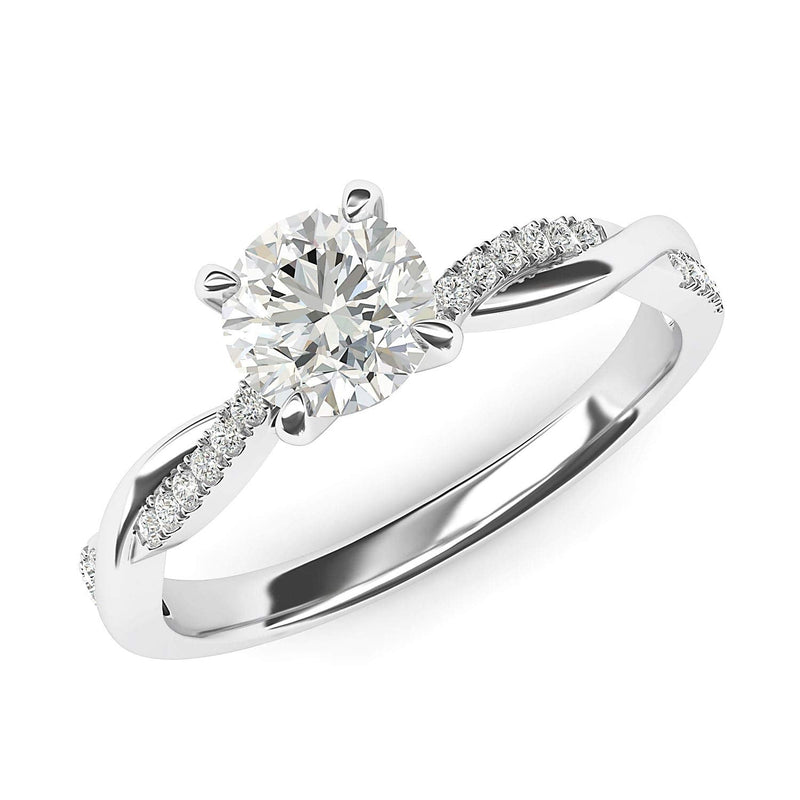Engagement Rings 10k White Gold 4-Prong Petite Twisted Vine 1CT Moissanite Rings