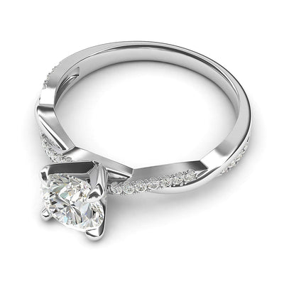 Engagement Rings 10k White Gold 4-Prong Petite Twisted Vine 1CT Moissanite Rings