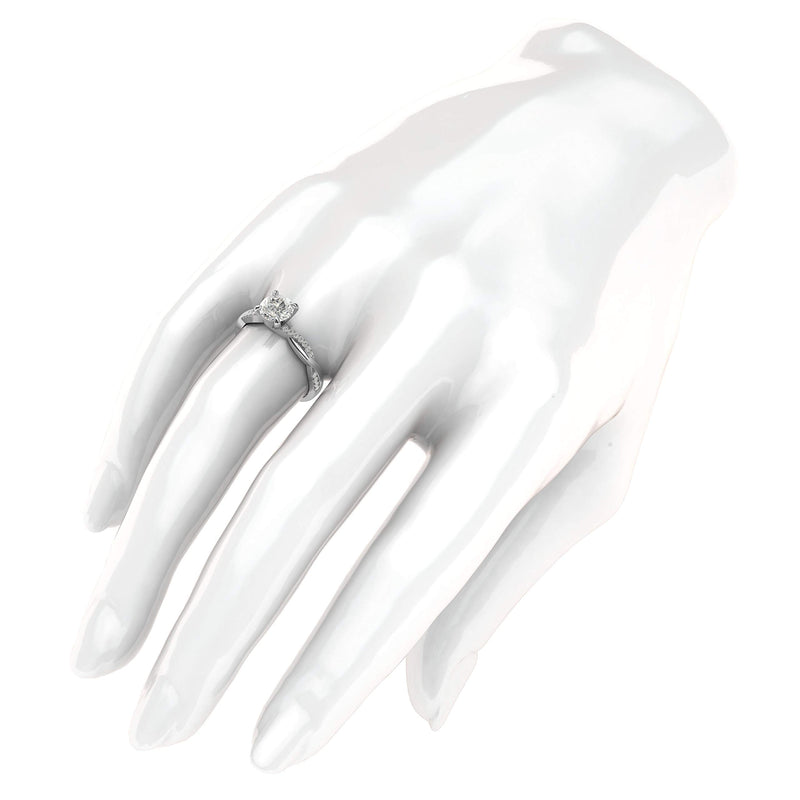 Engagement Rings 10k White Gold 4-Prong Petite Twisted Vine 1CT Moissanite Rings