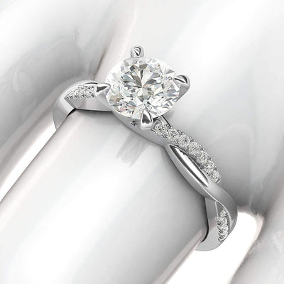 Engagement Rings 10k White Gold 4-Prong Petite Twisted Vine 1CT Moissanite Rings