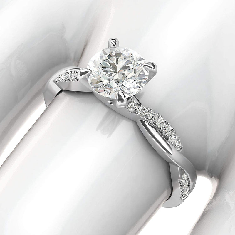 Engagement Rings 10k White Gold 4-Prong Petite Twisted Vine 1CT Moissanite Rings
