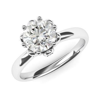 Engagement Rings 10k White Gold Flower Style 6-Prong Set 2CT Moissanite Rings