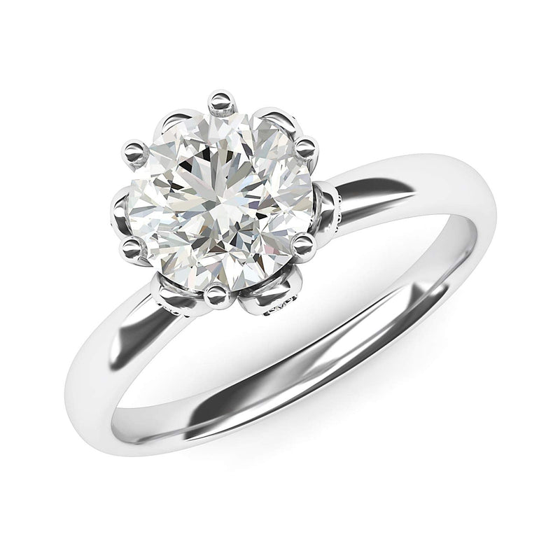 Engagement Rings 10k White Gold Flower Style 6-Prong Set 2CT Moissanite Rings
