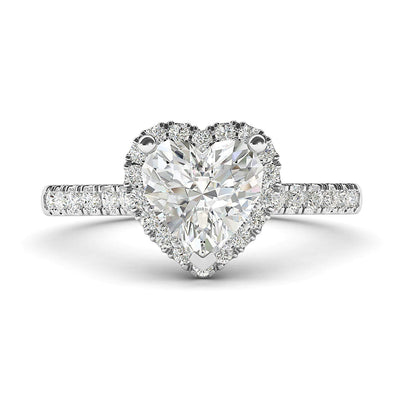 Engagement Rings 10k White Gold Heart shape with Side Stones Moissanite Rings