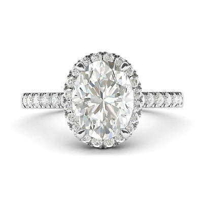 Engagement Rings 10k White Gold Oval Cut with Side Stones Moissanite Rings