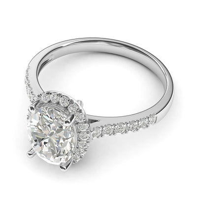Engagement Rings 10k White Gold Oval Cut with Side Stones Moissanite Rings