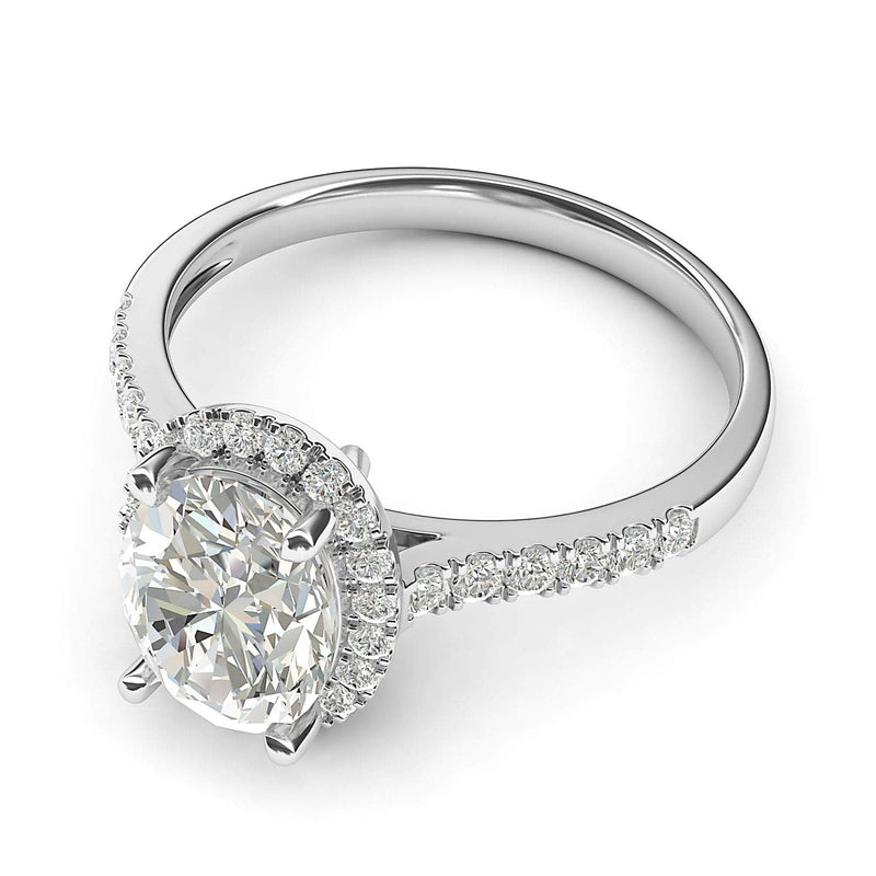 Engagement Rings 10k White Gold Oval Cut with Side Stones Moissanite Rings