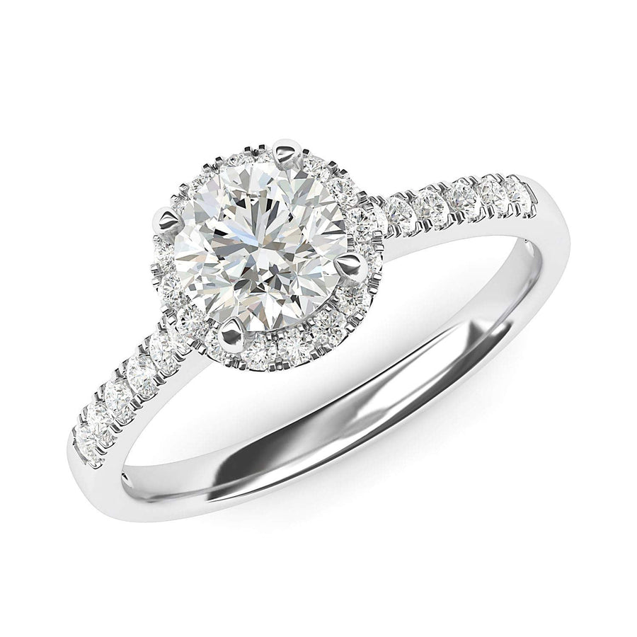 Engagement Rings 10k White Gold Round Cut with Side Stones Moissanite Rings