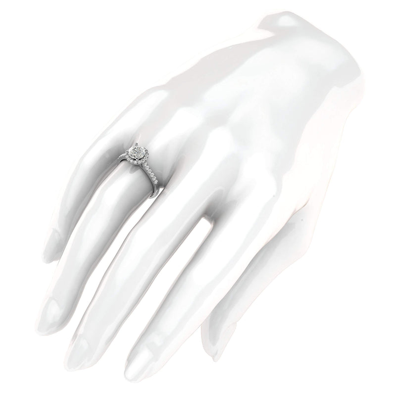 Engagement Rings 10k White Gold Round Cut with Side Stones Moissanite Rings