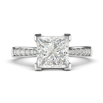 Engagement Rings 10k White Gold Solitaire Princess Cut 1.5ct Moissanite Rings