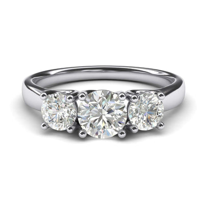 Engagement Rings 10k White Gold Three Stone Trellis 2CT Moissanite Rings