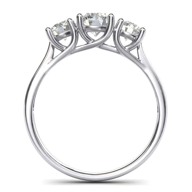 Engagement Rings 10k White Gold Three Stone Trellis 2CT Moissanite Rings