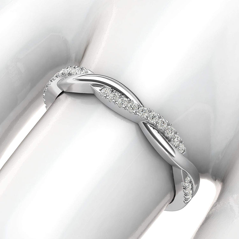 Engagement Rings 14k White Gold 2.5mm Petite Twisted Vine Moissanite Rings