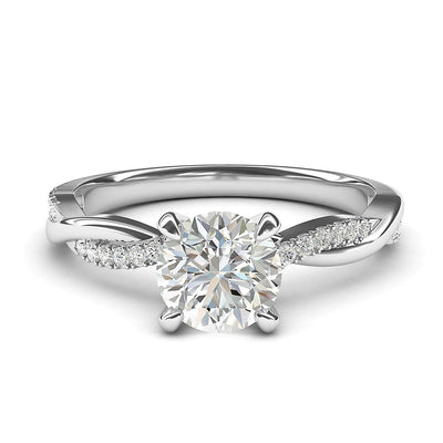 Engagement Rings 14k White Gold 4-Prong Petite Twisted Vine Moissanite Rings