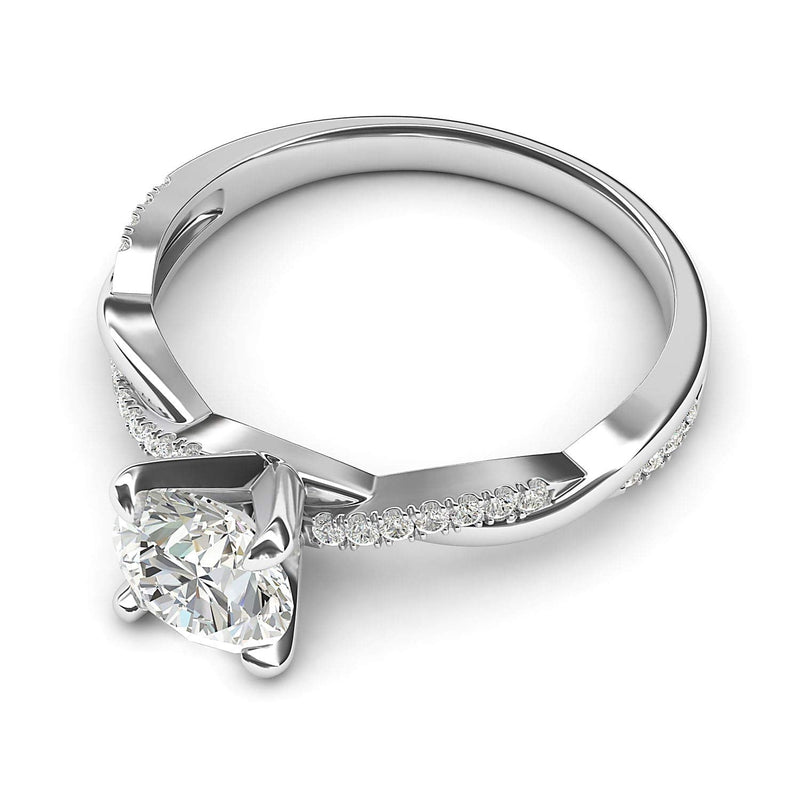 Engagement Rings 14k White Gold 4-Prong Petite Twisted Vine Moissanite Rings
