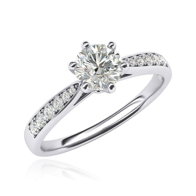 Engagement Rings 14k white gold 6-Prong 1CT Moissanite Promise Rings