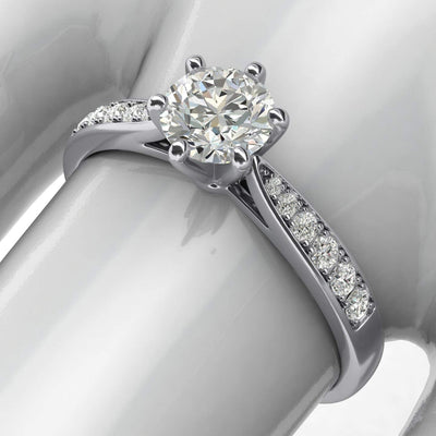 Engagement Rings 14k white gold 6-Prong 1CT Moissanite Promise Rings