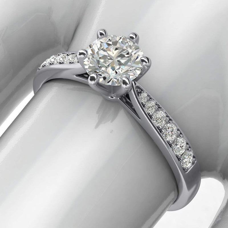 Engagement Rings 14k white gold 6-Prong 1CT Moissanite Promise Rings