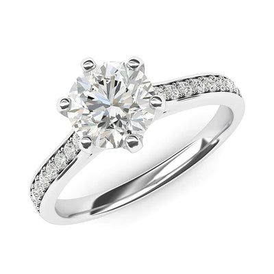 Engagement Rings 14k White Gold 6-Prong 2CT Moissanite Promise Rings