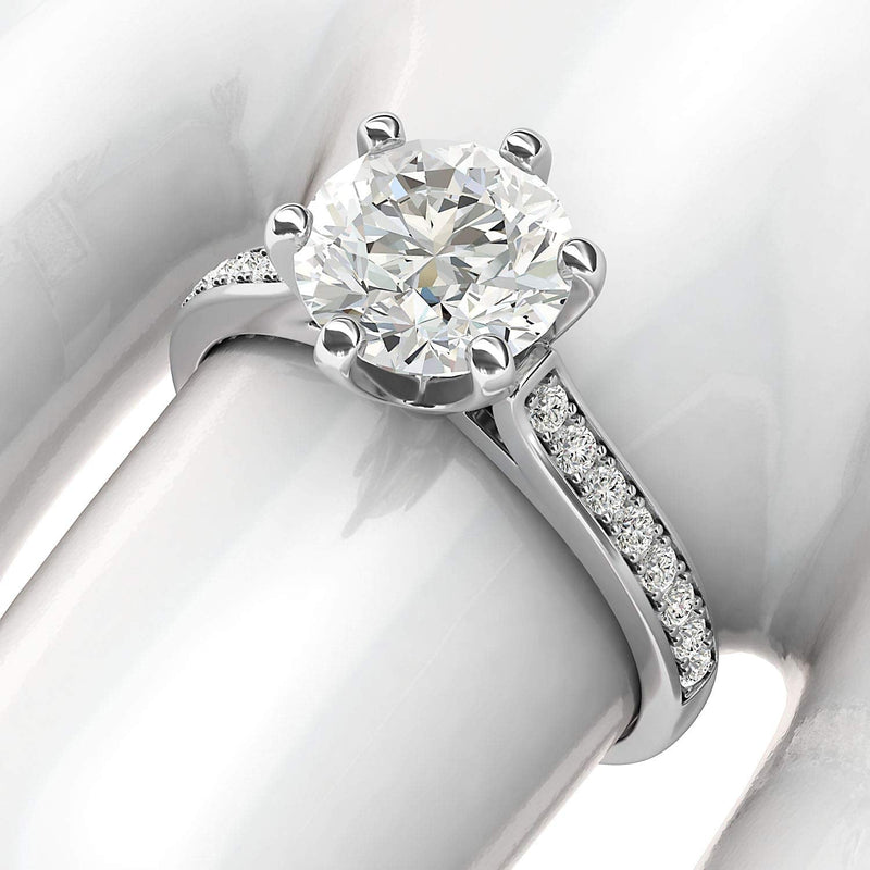 Engagement Rings 14k White Gold 6-Prong 2CT Moissanite Promise Rings