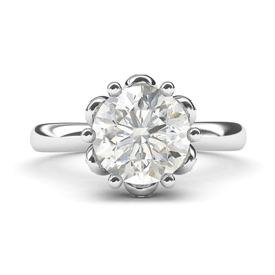 Engagement Rings 14k White Gold Flower Style 6-Prong Set 2CT Moissanite Rings