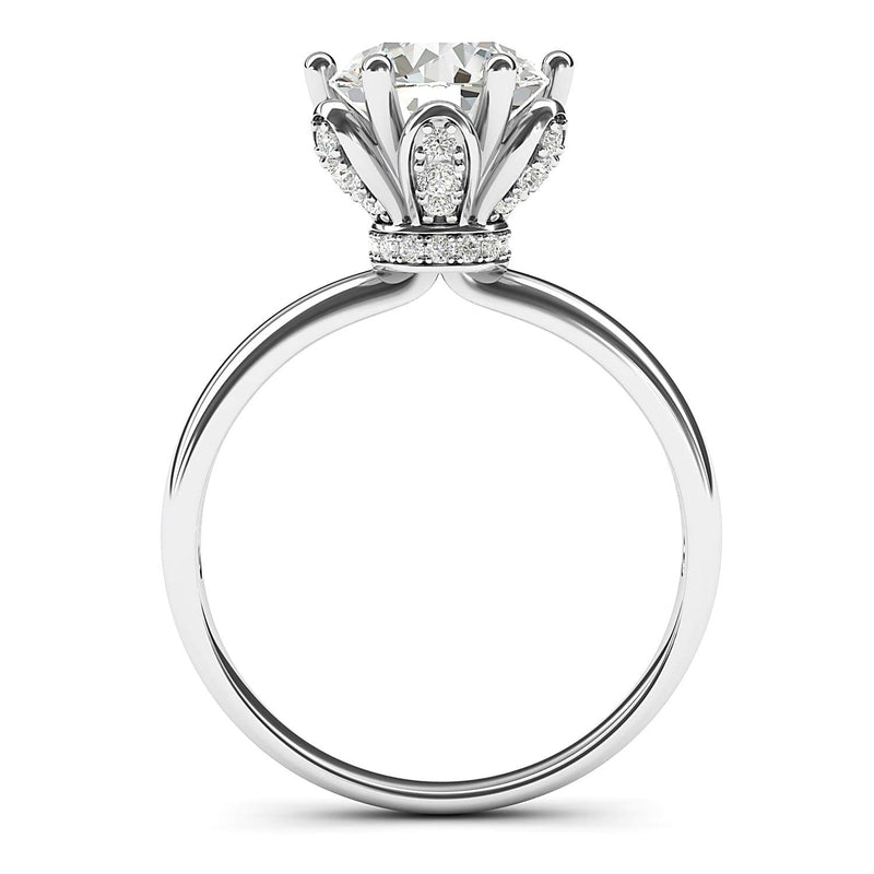 Engagement Rings 14k White Gold Flower Style 6-Prong Set 2CT Moissanite Rings