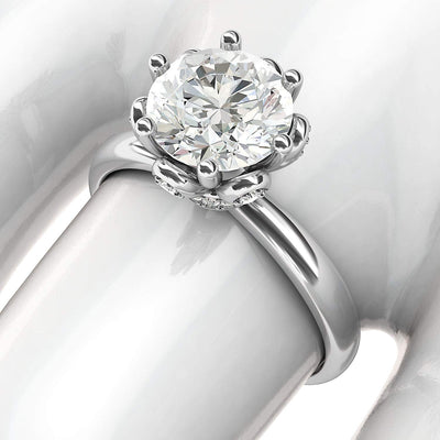 Engagement Rings 14k White Gold Flower Style 6-Prong Set 2CT Moissanite Rings