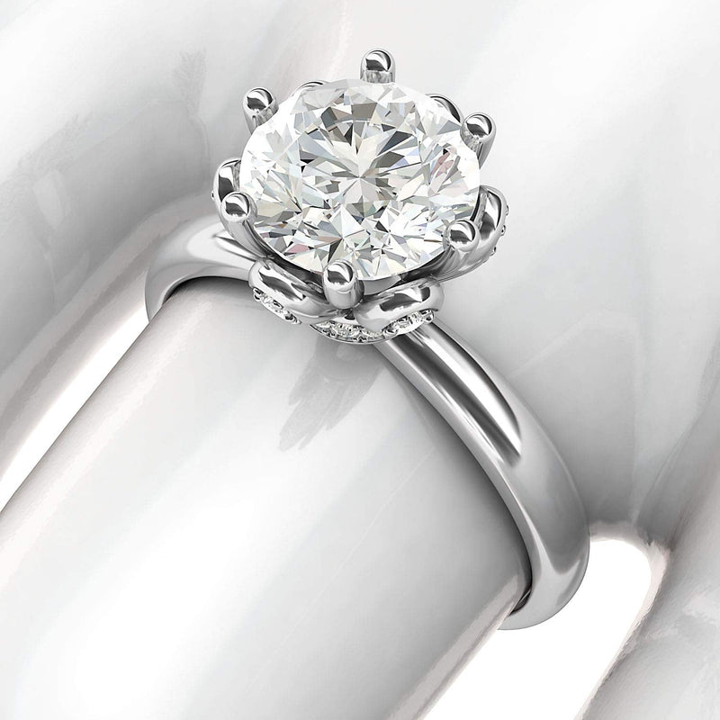 Engagement Rings 14k White Gold Flower Style 6-Prong Set 2CT Moissanite Rings