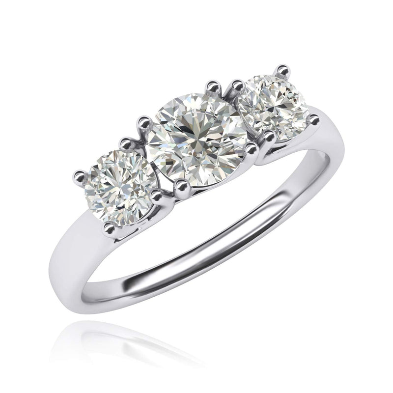 Engagement Rings 14k White Gold Three Stone Trellis 2CT Moissanite Rings