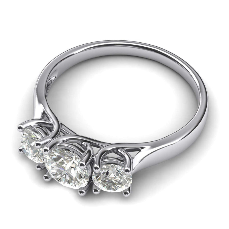 Engagement Rings 14k White Gold Three Stone Trellis 2CT Moissanite Rings