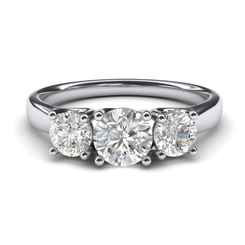 Engagement Rings 14k White Gold Three Stone Trellis 2CT Moissanite Rings