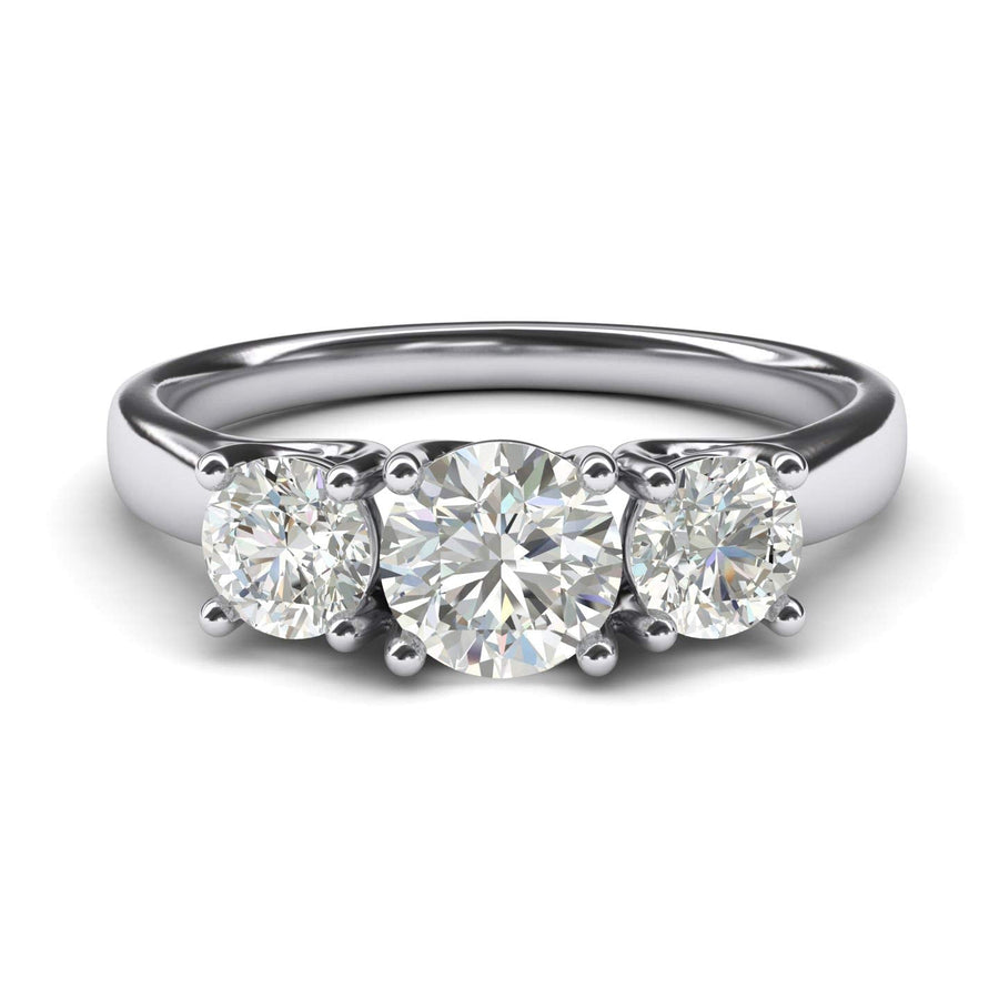 Engagement Rings 14k White Gold Three Stone Trellis 2CT Moissanite Rings