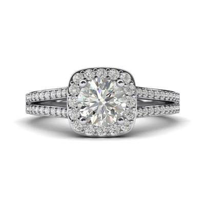 Engagement Rings Cushion Shape Halo Split Shank 1CT Moissanite Promise Rings