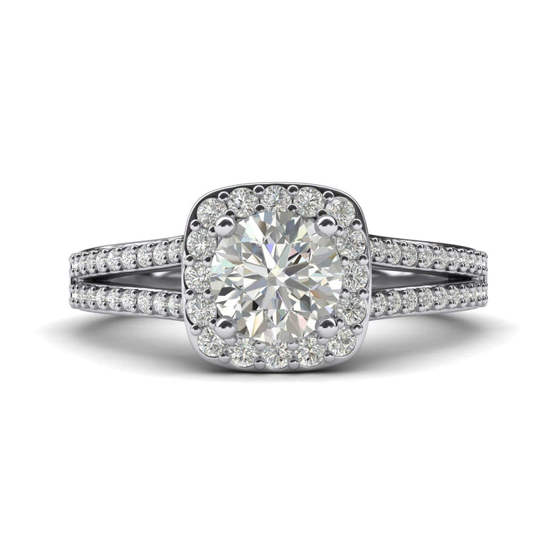 Engagement Rings Cushion Shape Halo Split Shank 1CT Moissanite Promise Rings