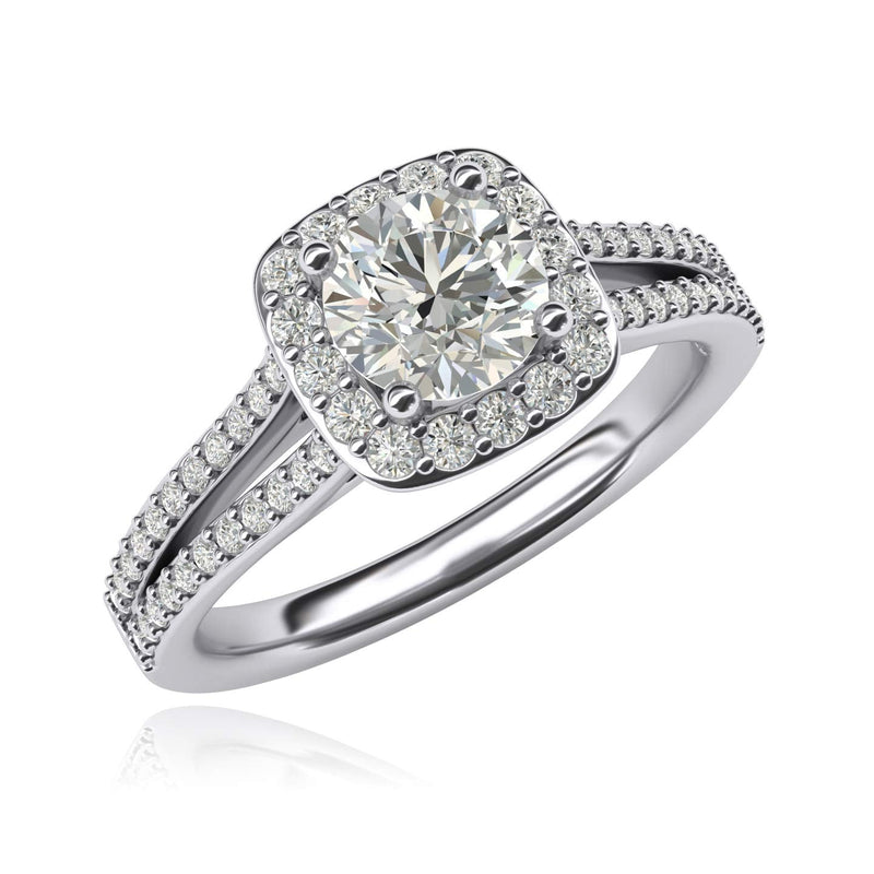 Engagement Rings Cushion Shape Halo Split Shank 1CT Moissanite Promise Rings