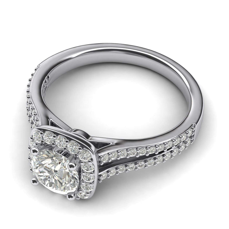 Engagement Rings Cushion Shape Halo Split Shank 1CT Moissanite Promise Rings