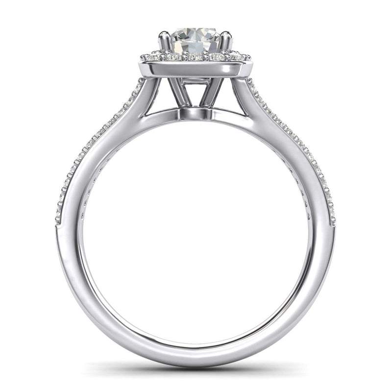 Engagement Rings Cushion Shape Halo Split Shank 1CT Moissanite Promise Rings