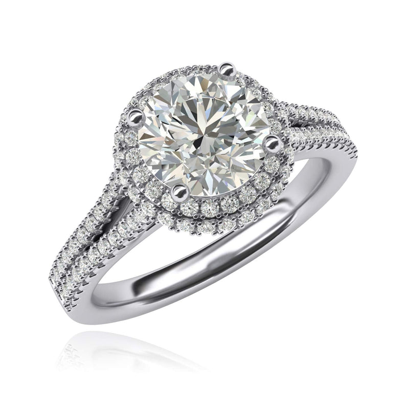 Engagement Rings Dual Halo Split Shank 2CT Moissanite Promise Rings