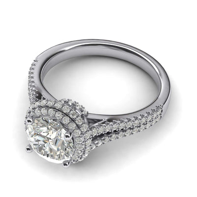 Engagement Rings Dual Halo Split Shank 2CT Moissanite Promise Rings