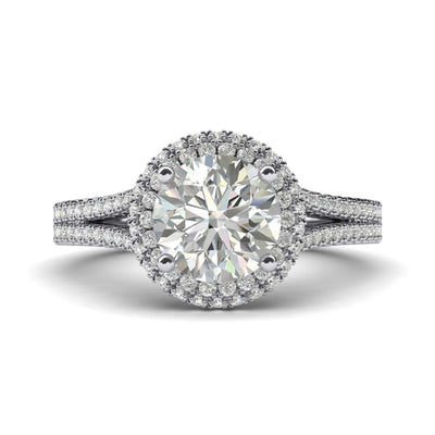 Engagement Rings Dual Halo Split Shank 2CT Moissanite Promise Rings