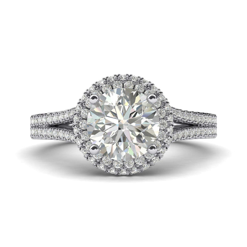 Engagement Rings Dual Halo Split Shank 2CT Moissanite Promise Rings
