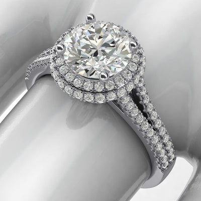 Engagement Rings Dual Halo Split Shank 2CT Moissanite Promise Rings