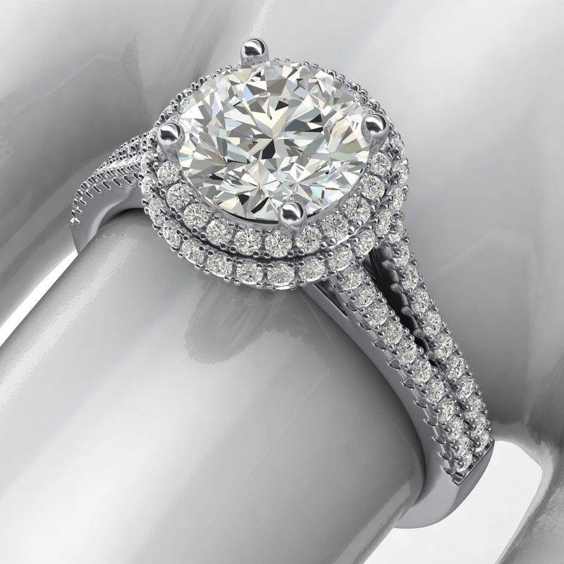 Engagement Rings Dual Halo Split Shank 2CT Moissanite Promise Rings