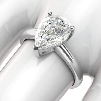 Engagement Rings Silver 8x12mm Pear-shaped Moissanite Promise Rings