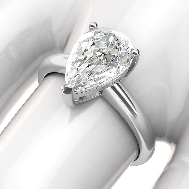 Engagement Rings Silver 8x12mm Pear-shaped Moissanite Promise Rings
