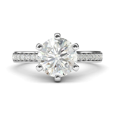 Engagement Rings Silver Classic 6-Prong 2 Carats Moissanite Promise Rings